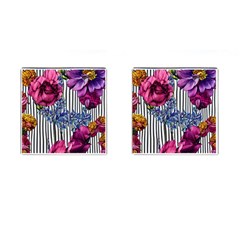 Dazzling Watercolor Flowers Cufflinks (square)