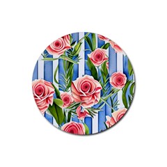 Chic Watercolor Flowers Rubber Coaster (round) by GardenOfOphir