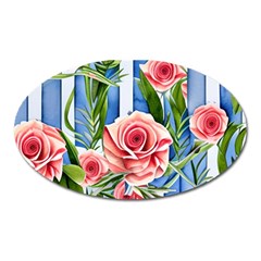 Chic Watercolor Flowers Oval Magnet by GardenOfOphir