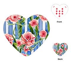 Chic Watercolor Flowers Playing Cards Single Design (heart)