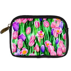 Combined Watercolor Flowers Digital Camera Leather Case by GardenOfOphir