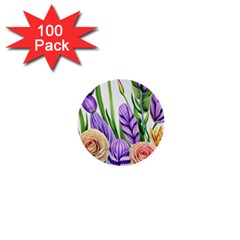 Classy Watercolor Flowers 1  Mini Buttons (100 Pack)  by GardenOfOphir