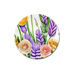 Classy Watercolor Flowers Magnet 3  (round) by GardenOfOphir