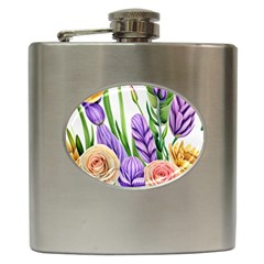 Classy Watercolor Flowers Hip Flask (6 Oz) by GardenOfOphir