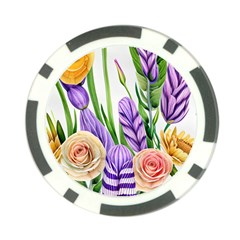 Classy Watercolor Flowers Poker Chip Card Guard (10 Pack) by GardenOfOphir