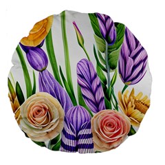 Classy Watercolor Flowers Large 18  Premium Round Cushions by GardenOfOphir