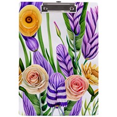 Classy Watercolor Flowers A4 Acrylic Clipboard