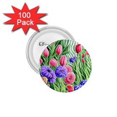 Exquisite Watercolor Flowers 1 75  Buttons (100 Pack) 