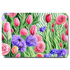 Exquisite Watercolor Flowers Large Doormat by GardenOfOphir