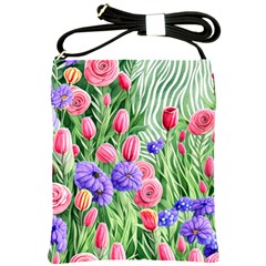 Exquisite Watercolor Flowers Shoulder Sling Bag by GardenOfOphir