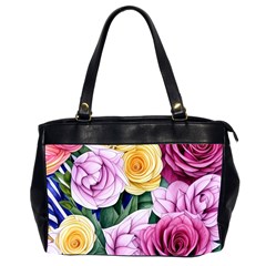 Cherished Watercolor Flowers Oversize Office Handbag (2 Sides) by GardenOfOphir