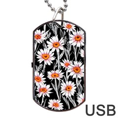 Dazzling Watercolor Flowers Dog Tag Usb Flash (one Side) by GardenOfOphir