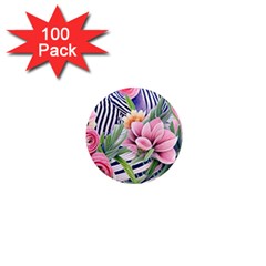 Luxurious Watercolor Flowers 1  Mini Magnets (100 Pack)  by GardenOfOphir