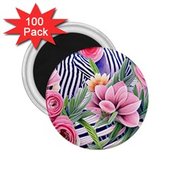 Luxurious Watercolor Flowers 2 25  Magnets (100 Pack)  by GardenOfOphir