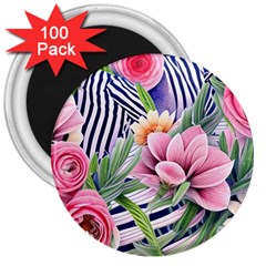 Luxurious Watercolor Flowers 3  Magnets (100 Pack) by GardenOfOphir