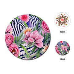 Luxurious Watercolor Flowers Playing Cards Single Design (round) by GardenOfOphir
