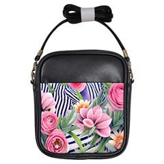 Luxurious Watercolor Flowers Girls Sling Bag by GardenOfOphir