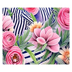Luxurious Watercolor Flowers Premium Plush Fleece Blanket (small) by GardenOfOphir