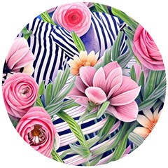 Luxurious Watercolor Flowers Wooden Puzzle Round by GardenOfOphir