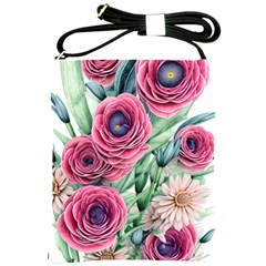 Majestic Watercolor Flowers Shoulder Sling Bag by GardenOfOphir