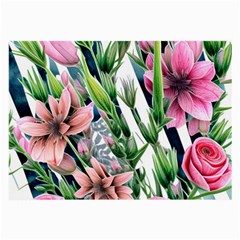 Sumptuous Watercolor Flowers Large Glasses Cloth