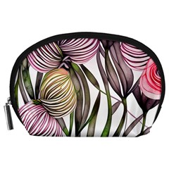 Charming And Cheerful Watercolor Flowers Accessory Pouch (large)