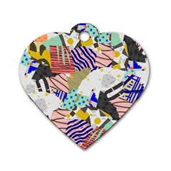 Digital Paper Scrapbooking Abstract Dog Tag Heart (Two Sides)