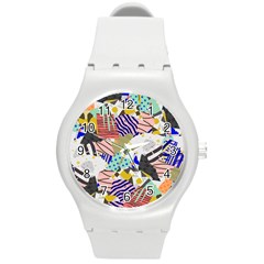 Digital Paper Scrapbooking Abstract Round Plastic Sport Watch (m)