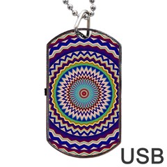 Kaleidoscope Geometric Circles Dog Tag Usb Flash (one Side)