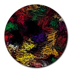 Abstract Painting Colorful Round Mousepad by Ravend