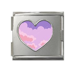 Sky Nature Sunset Clouds Space Fantasy Sunrise Mega Link Heart Italian Charm (18mm) by Ravend