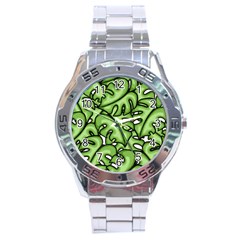 Leaves Nature Monstera Seamless Pattern Repeating Stainless Steel Analogue Watch by Ravend