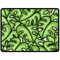 Leaves Nature Monstera Seamless Pattern Repeating Fleece Blanket (large) by Ravend