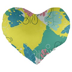 Plants Leaves Border Frame Wallpaper Background Large 19  Premium Heart Shape Cushions