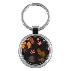 Flowers Leaves Background Floral Plants Foliage Key Chain (round) by Ravend