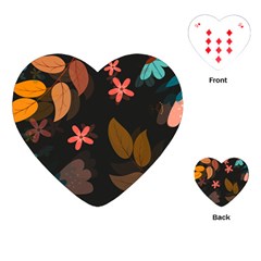 Flowers Leaves Background Floral Plants Foliage Playing Cards Single Design (heart) by Ravend