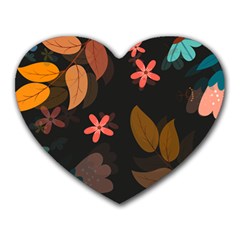 Flowers Leaves Background Floral Plants Foliage Heart Mousepad