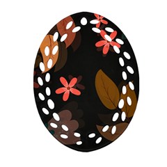 Flowers Leaves Background Floral Plants Foliage Oval Filigree Ornament (Two Sides)