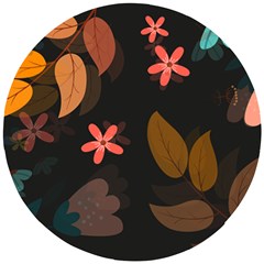 Flowers Leaves Background Floral Plants Foliage Wooden Puzzle Round by Ravend