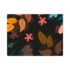 Flowers Leaves Background Floral Plants Foliage One Side Premium Plush Fleece Blanket (mini) by Ravend