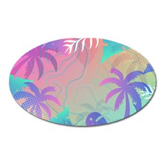 Palm Trees Leaves Plants Tropical Wreath Oval Magnet by Ravend