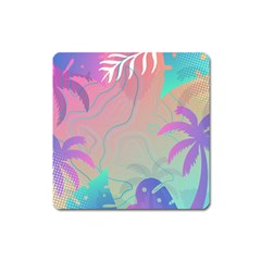 Palm Trees Leaves Plants Tropical Wreath Square Magnet