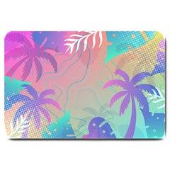 Palm Trees Leaves Plants Tropical Wreath Large Doormat