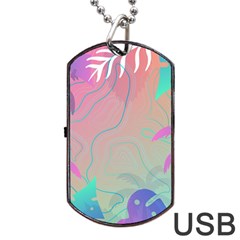 Palm Trees Leaves Plants Tropical Wreath Dog Tag Usb Flash (one Side) by Ravend