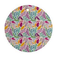Leaves Colorful Leaves Seamless Design Leaf Round Ornament (two Sides) by Ravend