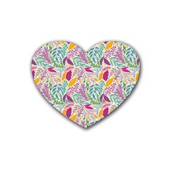 Leaves Colorful Leaves Seamless Design Leaf Rubber Coaster (heart) by Ravend