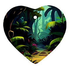 Rainforest Jungle Cartoon Animation Background Ornament (heart)