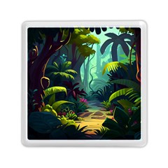 Rainforest Jungle Cartoon Animation Background Memory Card Reader (square) by Ravend