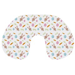 Easter Bunny Pattern Hare Easter Bunny Easter Egg Travel Neck Pillow by Ravend