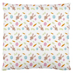 Easter Bunny Pattern Hare Easter Bunny Easter Egg Large Premium Plush Fleece Cushion Case (two Sides) by Ravend